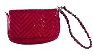 Big Buddha Hot Pink Patent Leather Quilted Purse Convertible Chain Crossbody